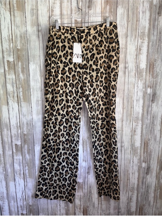 Zara Pants - Zara Leopard Print Wide Leg High Rise Cotton Pants XL Animal Print NWT